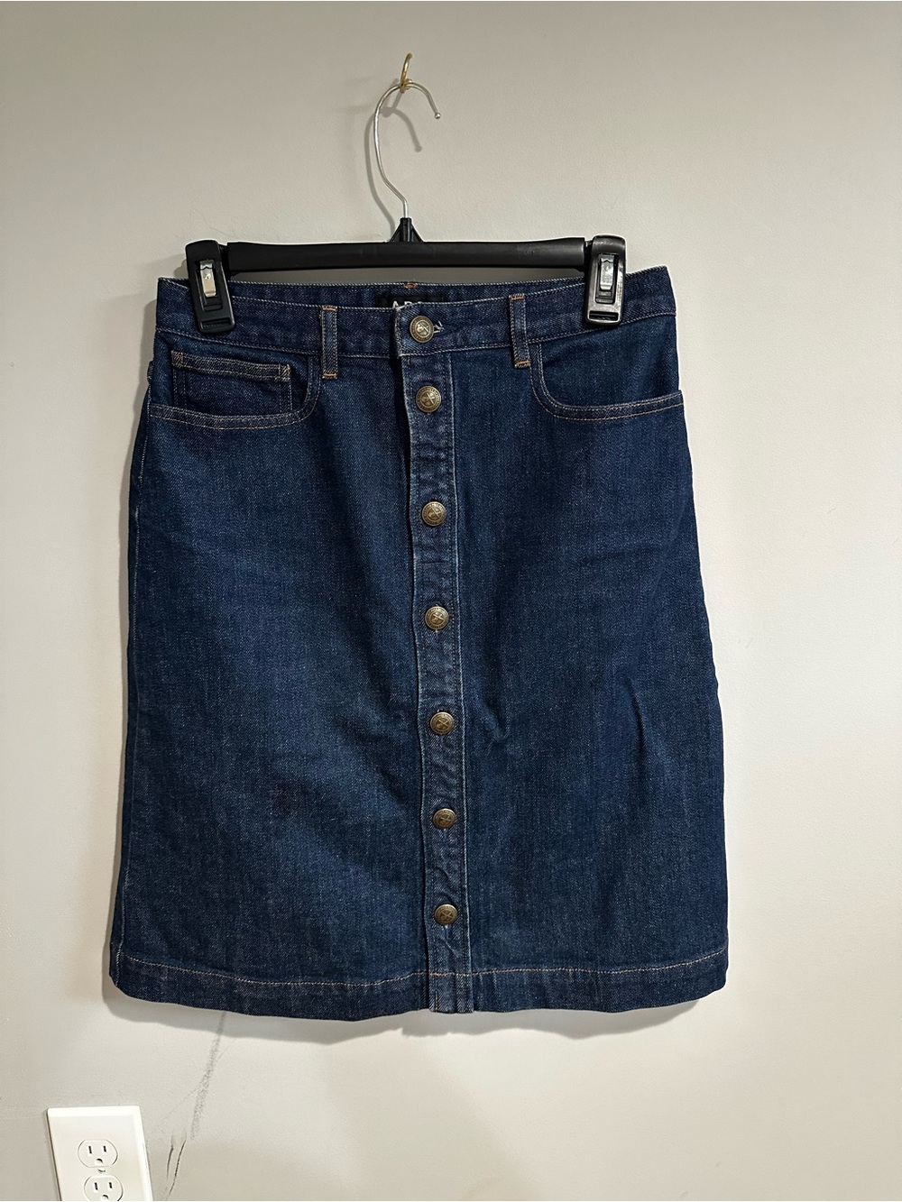 A.P.C. Gold Button-Front Denim Skirt
